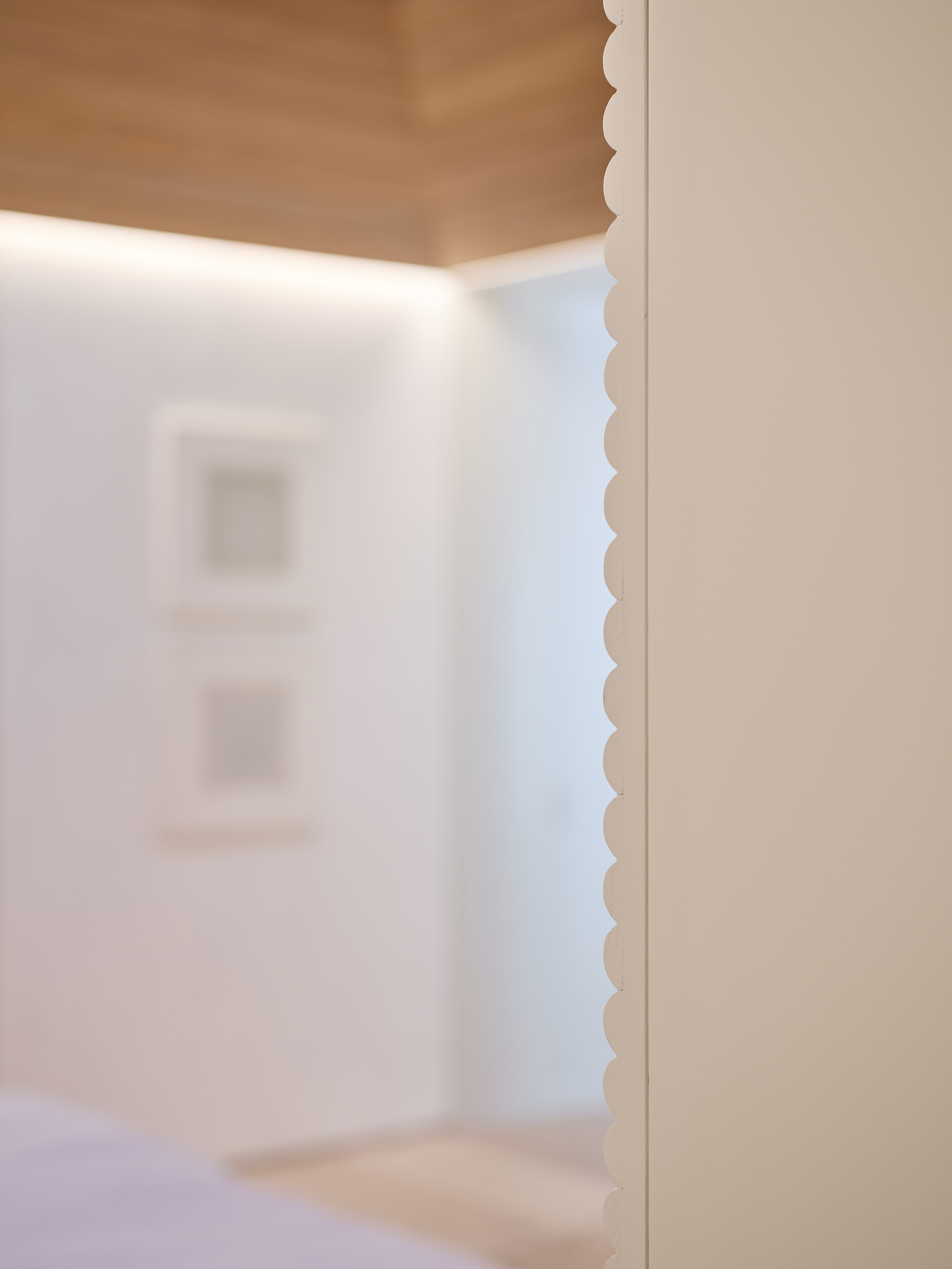 Detail photo of custom ribbed texture of the storage millwork