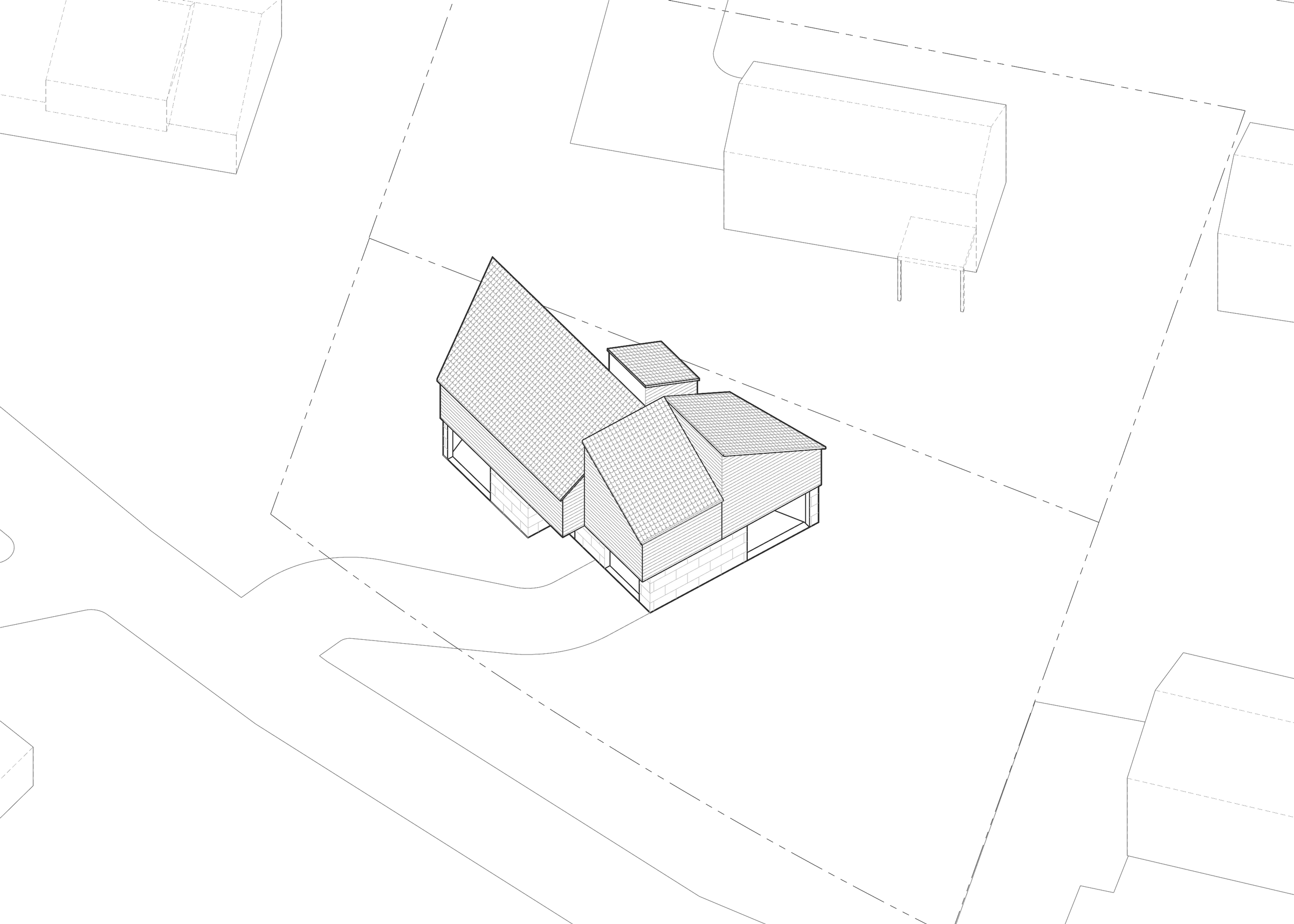 An animated GIF showing the transformations of the house's massing in response to environmental parameters such as the lot's zoning envelope, projected flood map, and surrounding natural context.